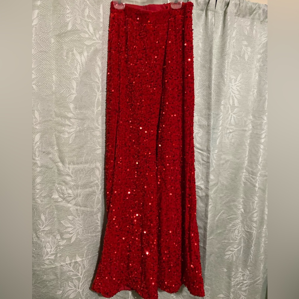 red velvet and sequin dress pants